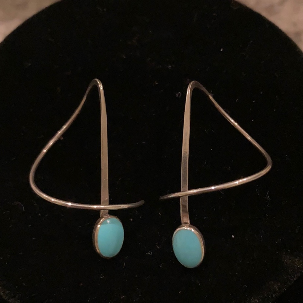 SALE! turquoise and sterling threader earrings